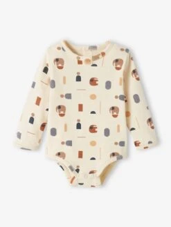 Body éléphants Bébé Emmanchure US Manches Longues - écru