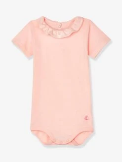 Body Manches Courtes Bébé à Collerette En Coton PETIT BATEAU - Rose Pale