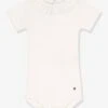 Body Manches Courtes Collerette En Coton Bio PETIT BATEAU - Blanc -PETIT BATEAU Soldes Magasin body manches courtes collerette en coton bio petit bateau
