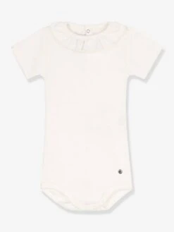 Body Manches Courtes Collerette En Coton Bio PETIT BATEAU - Blanc