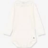 Body Manches Longues à Collerette En Coton Bio PETIT BATEAU - écru -PETIT BATEAU Soldes Magasin body manches longues a collerette en coton bio petit bateau
