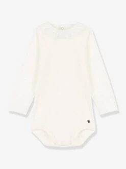 Body Manches Longues à Collerette En Coton Bio PETIT BATEAU - écru