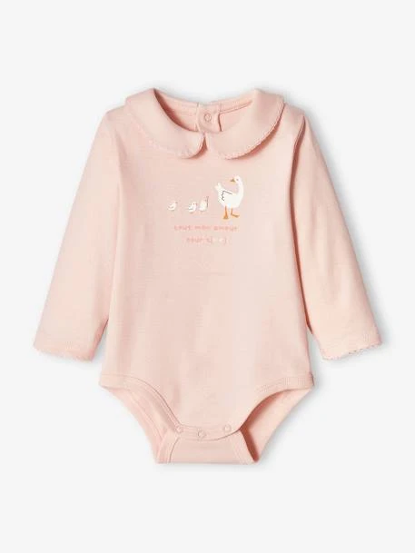 Body Manches Longues Col Claudine Bébé - Rose Pâle 2 Body Manches Longues Col Claudine Bébé - Rose Pâle – Image 2