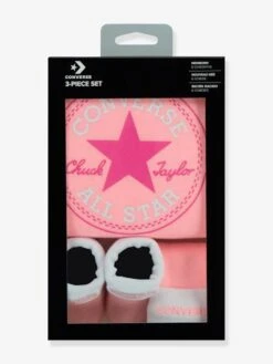Ensemble 3 Pièces Chaussons + Body + Bonnet Converse® - Rose -PETIT BATEAU Soldes Magasin ensemble 3 pieces chaussons body bonnet converse 3
