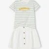 Ensemble Tee-shirt Et Jupe En Gaze De Coton Fille - écru -PETIT BATEAU Soldes Magasin ensemble tee shirt et jupe en gaze de coton fille