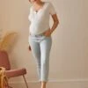Jean Droit 7/8ème De Grossesse Bandeau Sans Couture - Bleach -PETIT BATEAU Soldes Magasin jean droit 78eme de grossesse bandeau sans couture 4