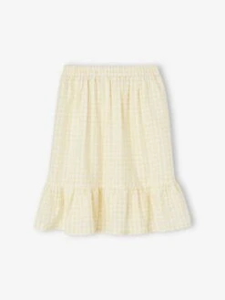 Jupe à Volant Vichy Fille - Jaune Pâle -PETIT BATEAU Soldes Magasin jupe a volant vichy fille 2