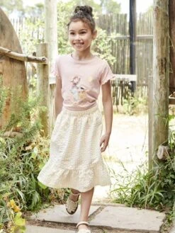 Jupe à Volant Vichy Fille - Jaune Pâle