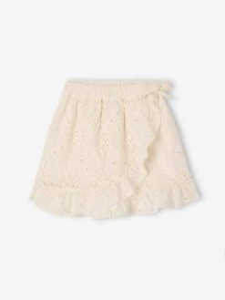 Jupe à Volants En Broderie Anglaise Fille - écru