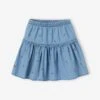 Jupe Brodée Cerises En Denim Léger Fille - Stone -PETIT BATEAU Soldes Magasin jupe brodee cerises en denim leger fille