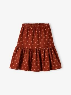 Jupe En Velours Fille Motifs Fleurs Détails Irisés - Marron Imprimé -PETIT BATEAU Soldes Magasin jupe en velours fille motifs fleurs details irises 2