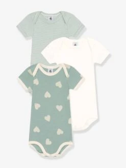 PETIT BATEAU Lot 3 Bodies Manches Courtes PETI BATEAU - Vert Amande