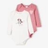 Lot De 2 Bodies Bébé Fille Disney® Minnie - Violet Moyen Uni Avec Decor -PETIT BATEAU Soldes Magasin lot de 2 bodies bebe fille disney minnie