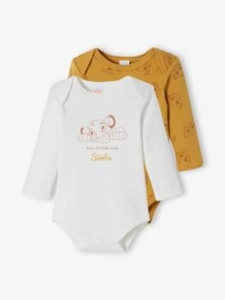 Lot De 2 Bodies Bébé Garçon Disney® Le Roi Lion - Jaune Fonce Uni Avec Decor