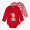 Lot De 2 Bodies De Noël Bébé - Rouge 9 Lot De 2 Bodies De Noël Bébé - Rouge -PETIT BATEAU Soldes Magasin lot de 2 bodies de noel bebe