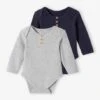 Lot De 2 Bodies Manches Longues Bébé Maille Nid D'abeille - Lot Vert Tilleul Foncé -PETIT BATEAU Soldes Magasin lot de 2 bodies manches longues bebe maille nid dabeille 4