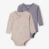 Lot De 2 Bodies Manches Longues Bébé Ouverture Naissance - Cappuccino -PETIT BATEAU Soldes Magasin lot de 2 bodies manches longues bebe ouverture naissance