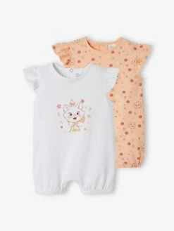 Lot De 2 Combinaisons Short Bébé Fille Disney® Marie Les Aristochats - Pêche