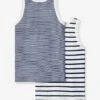 Lot De 2 Débardeurs En Coton Bio PETIT BATEAU - Lot Bleu -PETIT BATEAU Soldes Magasin lot de 2 debardeurs en coton bio petit bateau