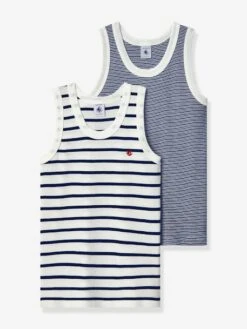 Lot De 2 Débardeurs En Coton Bio PETIT BATEAU - Lot Bleu -PETIT BATEAU Soldes Magasin lot de 2 debardeurs en coton bio petit bateau 2