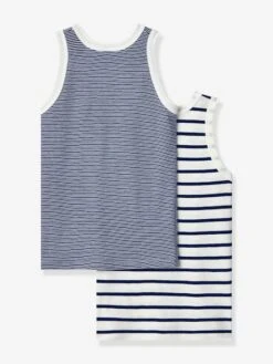 Lot De 2 Débardeurs En Coton Bio PETIT BATEAU - Lot Bleu