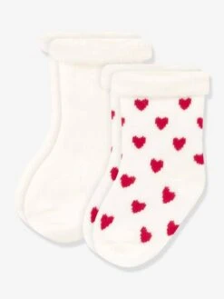 Lot De 2 Paires De Chaussettes Bébé En Tricot PETIT BATEAU - Blanc Imprimé