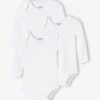 Lot De 3 Bodies Bébé En Coton Bio Manches Longues Ouverture US BASICS - Lot Blanc -PETIT BATEAU Soldes Magasin lot de 3 bodies bebe en coton bio manches longues ouverture us basics