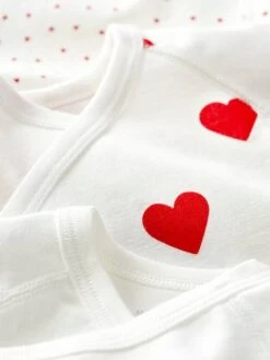 Lot De 3 Bodies Croisés Manches Courtes Coeurs Bébé Naissance En Coton Bio PETIT BATEAU - Blanc -PETIT BATEAU Soldes Magasin lot de 3 bodies croises manches courtes coeurs bebe naissance en coton bio petit bateau 2
