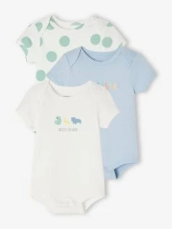 Lot De 3 Bodies évolutifs Bébé En Coton Biologique - Bleu Ciel