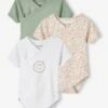Lot De 3 Bodies Fleurs Manches Courtes Bébé Ouverture Naissance - Lot Tilleul -PETIT BATEAU Soldes Magasin lot de 3 bodies fleurs manches courtes bebe ouverture naissance
