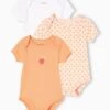 Lot De 3 Bodies Manches Courtes Bébé Emmanchure Américaine - Abricot Poudré -PETIT BATEAU Soldes Magasin lot de 3 bodies manches courtes bebe emmanchure americaine