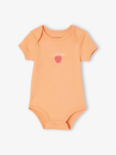 Lot De 3 Bodies Manches Courtes Bébé Emmanchure Américaine - Abricot Poudré 3 Lot De 3 Bodies Manches Courtes Bébé Emmanchure Américaine - Abricot Poudré – Image 3