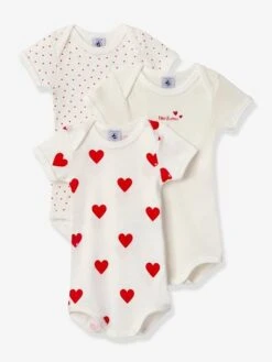 Lot De 3 Bodies Manches Courtes En Coton Bio PETIT BATEAU - Blanc