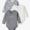 Lot De 3 Bodies Manches Longues Bébé En Coton Bio Ouverture Naissance - Bleu Jean -PETIT BATEAU Soldes Magasin lot de 3 bodies manches longues bebe en coton bio ouverture naissance 4