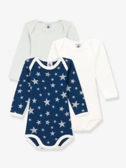 Lot De 3 Bodies Manches Longues étoiles Phosphorescentes PETIT BATEAU - Blanc