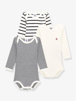 Lot De 3 Bodies Manches Longues PETIT BATEAU - Blanc
