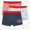 Lot De 3 Boxers "pompier" Garçon - Ivoire Rayé -PETIT BATEAU Soldes Magasin lot de 3 boxers pompier garcon