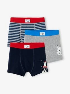 Lot De 3 Boxers Stretch "espace" Garçon - Marine