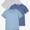 Lot De 3 T-shirts Garçon Manches Courtes BASICS - Lot Camaieu Bleu -PETIT BATEAU Soldes Magasin lot de 3 t shirts garcon manches courtes basics