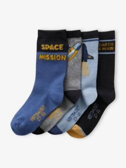 Lot De 4 Paires De Chaussettes "espace" Garçon - Bleu
