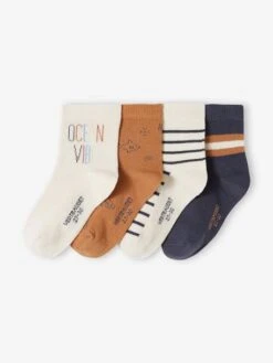 Lot De 4 Paires De Mi-chaussettes Dune Garçon - Blanc Chiné