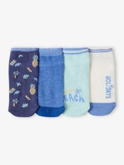 Lot De 4 Paires De Soquettes "holidays" Garçon - Bleu Azur