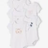 Lot De 5 Bodies « animaux » Bébé Naissance Ouverture US Manches Courtes BASICS - Lot Blanc -PETIT BATEAU Soldes Magasin lot de 5 bodies animaux bebe naissance ouverture us manches courtes basics