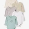 Lot De 5 Bodies Bébé Manches Longues Ouverture Naissance - écru