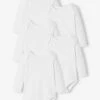 Lot De 5 Bodies Bébé Manches Longues Ouverture US BASICS - Lot Blanc -PETIT BATEAU Soldes Magasin lot de 5 bodies bebe manches longues ouverture us basics