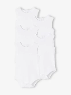 Lot De 5 Bodies Débardeur Bébé En Interlock BASICS - Lot Blanc