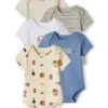 Lot De 5 Bodies "éléphant" Bébé Manches Courtes - écru -PETIT BATEAU Soldes Magasin lot de 5 bodies elephant bebe manches courtes