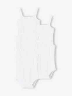Lot De 5 Bodies Fines Bretelles Bébé En Interlock BASICS - Lot Blanc