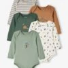 Lot De 5 Bodies Manches Longues Bébé Emmanchure US - Lot Kaki Foncé -PETIT BATEAU Soldes Magasin lot de 5 bodies manches longues bebe emmanchure us