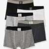 Lot De 5 Boxers Garçon BASICS - Lot Gris Chiné Rayé -PETIT BATEAU Soldes Magasin lot de 5 boxers garcon basics